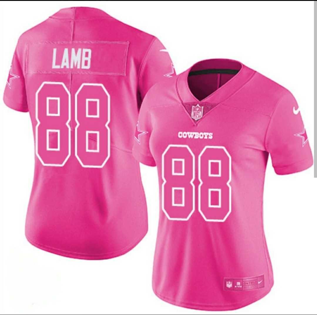 Women%27s Dallas Cowboys #88 CeeDee Lamb Pink Limited Stitched NFL Jersey Dzhi->women nfl jersey->Women Jersey